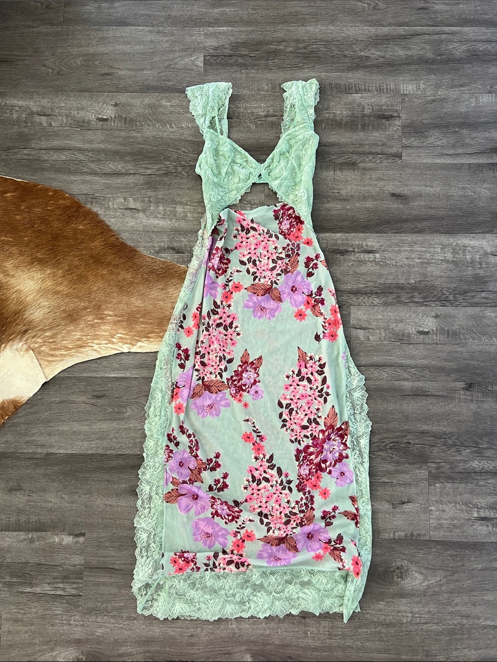 Suddenly Fine Maxi Slip Dress Sage Combo